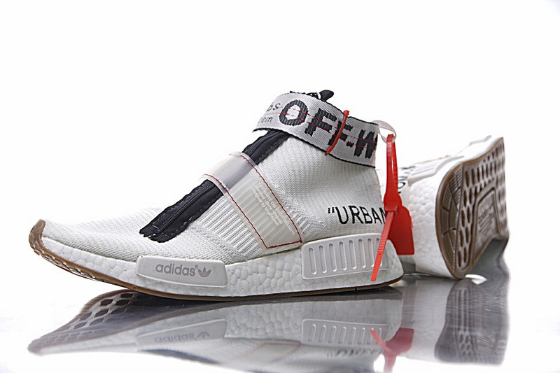 Adidas   OFF White x Adidas  Originals  NMD City Sock  中帮袜子爆米花慢跑鞋 白黑 图片1
