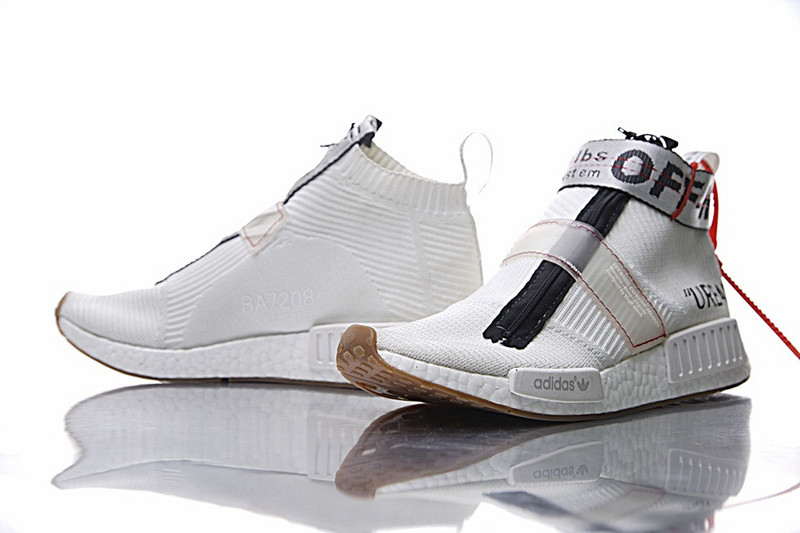 Adidas   OFF White x Adidas  Originals  NMD City Sock  中帮袜子爆米花慢跑鞋 白黑 图片2
