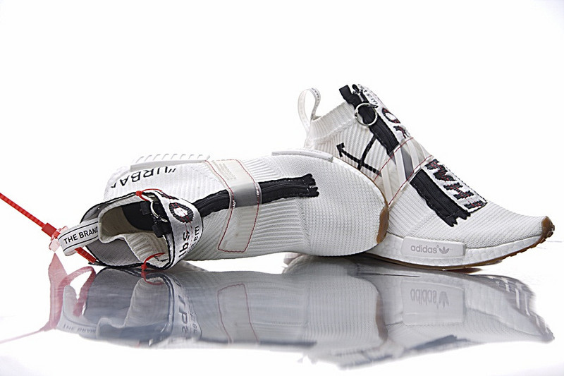 Adidas   OFF White x Adidas  Originals  NMD City Sock  中帮袜子爆米花慢跑鞋 白黑 图片8