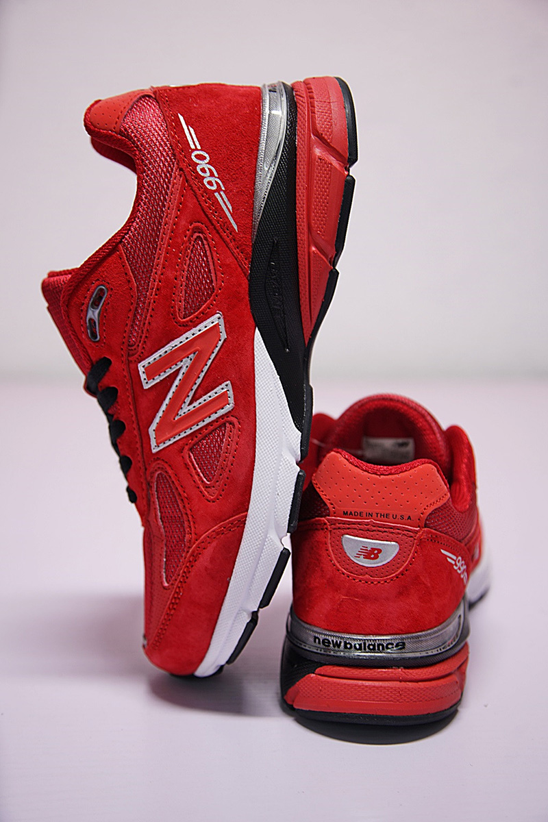 New Balance in USA M990V4代系列 复古运动跑步鞋中国红黑白 图片7