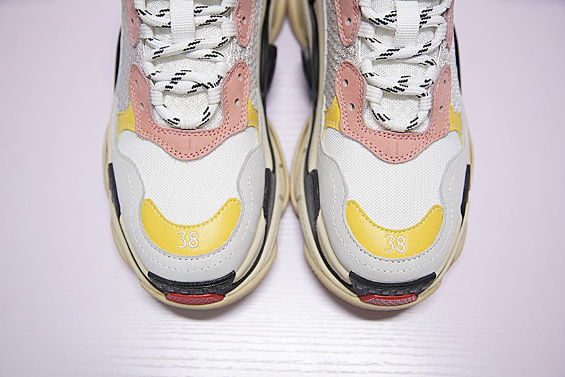 Balenciaga Triple-S Sneaker 时装复古厚底做旧姥爷球鞋白黄耳语粉 图片3