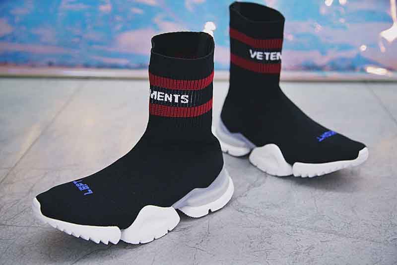 Vetements x Reebok crew Sock Runner 高街中帮针织套脚袜子鞋黑白红蓝 图片4