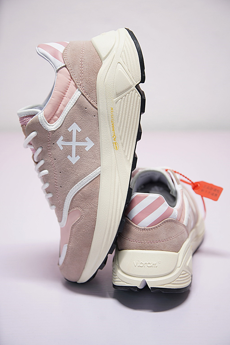 Off-white Arrow detail Low Sneakers 低帮复古慢跑鞋珊瑚粉米白 图片7