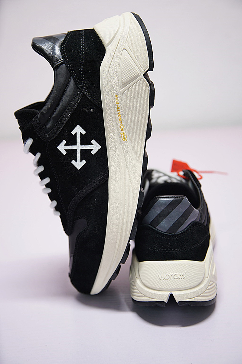Off-white Arrow detail Low Sneakers 低帮复古慢跑鞋黑米白 图片7