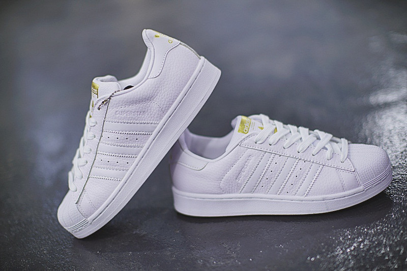 Adidas Originals Superstar  西瓜头休闲板鞋 荔枝纹全白金 图片3