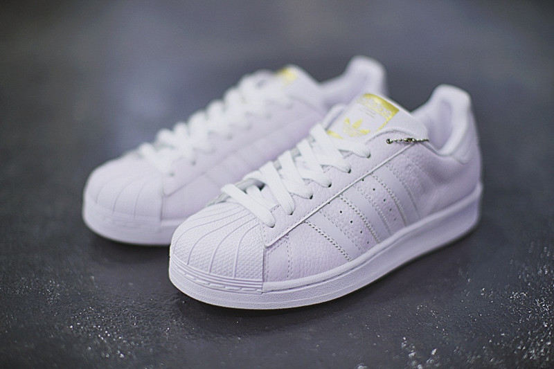 Adidas Originals Superstar  西瓜头休闲板鞋 荔枝纹全白金 图片2