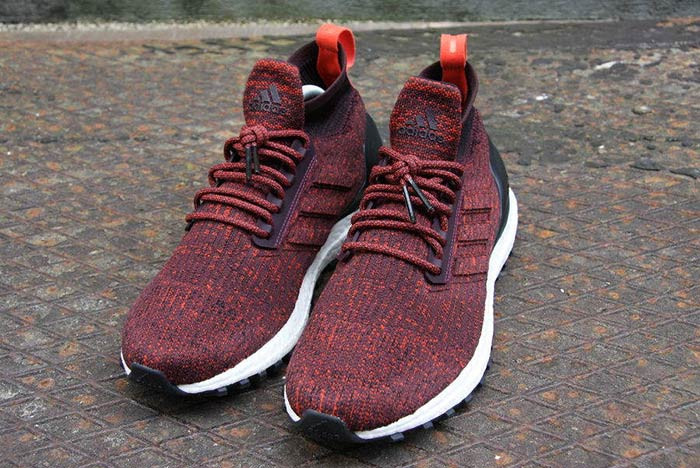 adidas UltraBOOST Primeknit ATR Mid 中帮飞织爆米花跑鞋酒红色 图片1