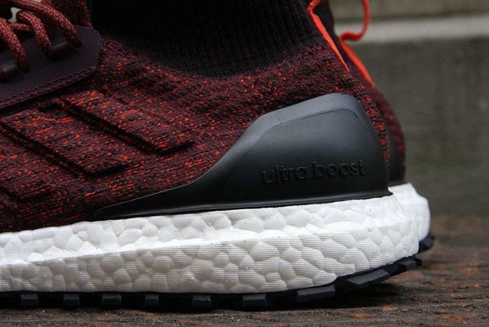 adidas UltraBOOST Primeknit ATR Mid 中帮飞织爆米花跑鞋酒红色 图片3