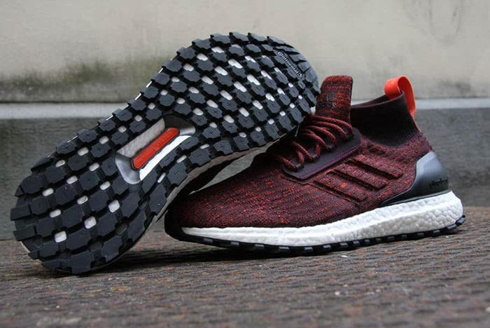 adidas UltraBOOST Primeknit ATR Mid 中帮飞织爆米花跑鞋酒红色 图片4