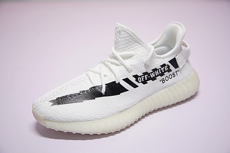 OFF white x Adidas Yeezy 350V2 Boost 系列中帮百搭慢跑鞋OW白黑斑马线 图片1