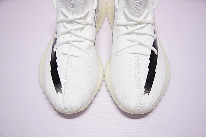 OFF white x Adidas Yeezy 350V2 Boost 系列中帮百搭慢跑鞋OW白黑斑马线 图片2