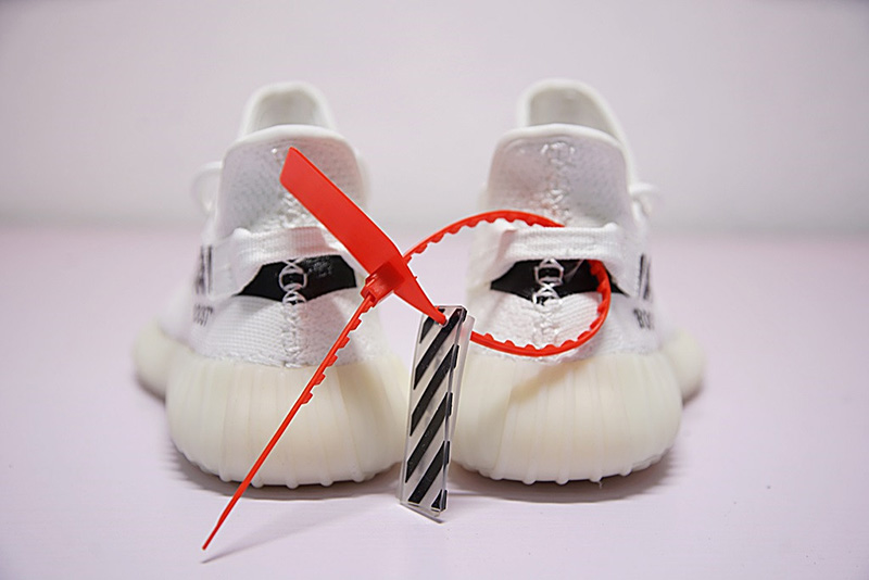 OFF white x Adidas Yeezy 350V2 Boost 系列中帮百搭慢跑鞋OW白黑斑马线 图片5