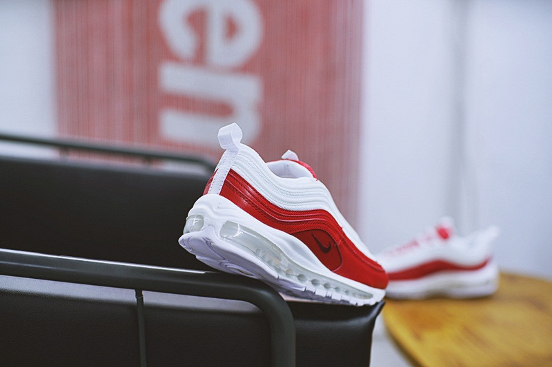 Nike  Supreme x Nike Air Max 97  百搭复古气垫慢跑鞋  红白 图片1