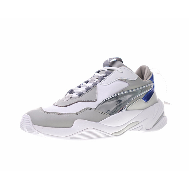 PUMA Thunder Spectra 电击系列复古老爹透气皮革慢跑鞋“灰白电