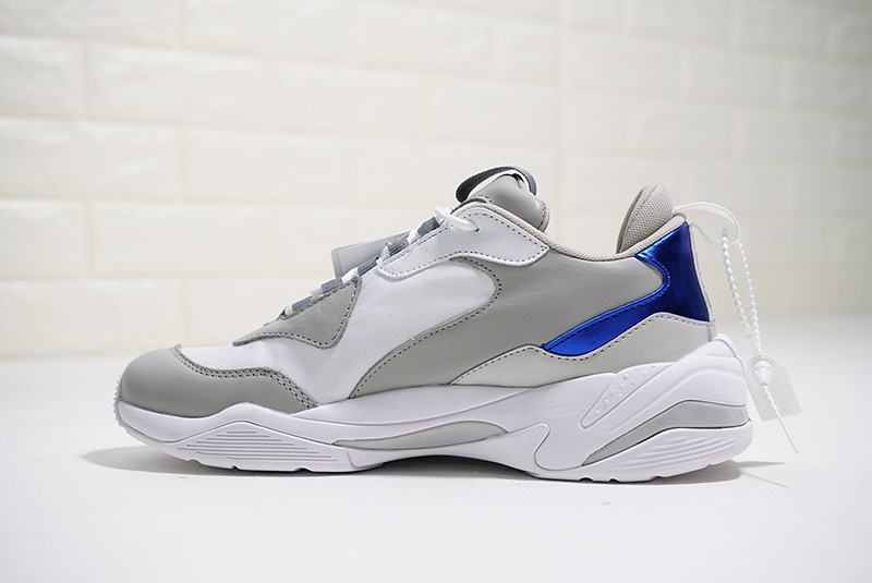 PUMA Thunder Spectra 电击系列复古老爹透气皮革慢跑鞋灰白电镀蓝银 图片2