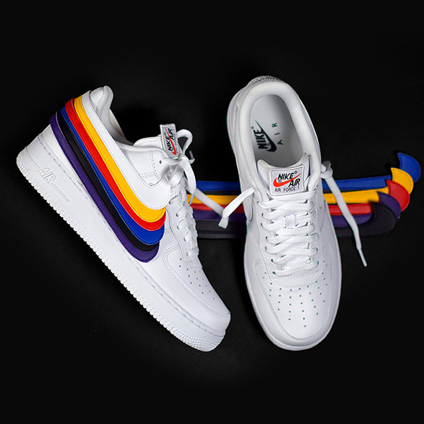 NIKE AIR FORCE 1 07 QS SWOOSH PACK 魔术贴黑白彩色换钩“白彩勾”