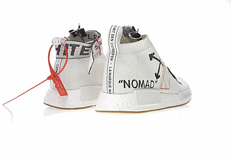 Adidas   OFF White x Adidas  Originals  NMD City Sock  中帮袜子爆米花慢跑鞋 白黑 图片5