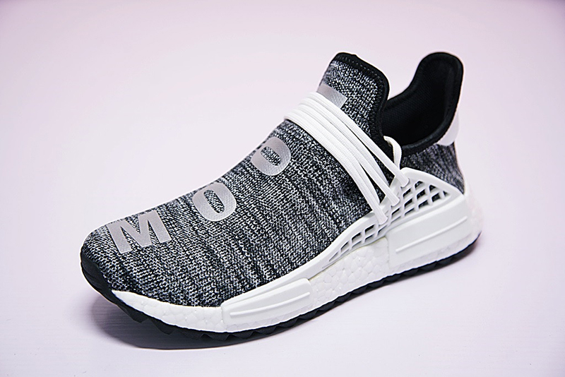 Pharrell Williams x adidas Originals NMD Hu Trail NERD人类系列休闲慢跑鞋反光奥利奥灰白 图片1