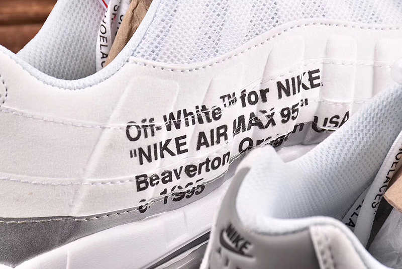 OFF white x Nike Air Max 95 复古气垫慢跑鞋OW白银黑橘 图片4