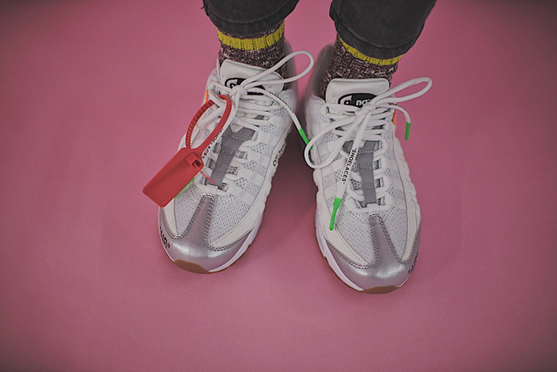 OFF white x Nike Air Max 95 复古气垫慢跑鞋OW白银黑橘 图片6