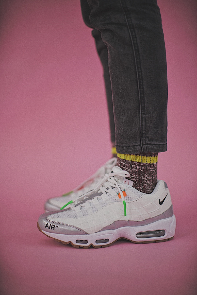 OFF white x Nike Air Max 95 复古气垫慢跑鞋OW白银黑橘 图片7