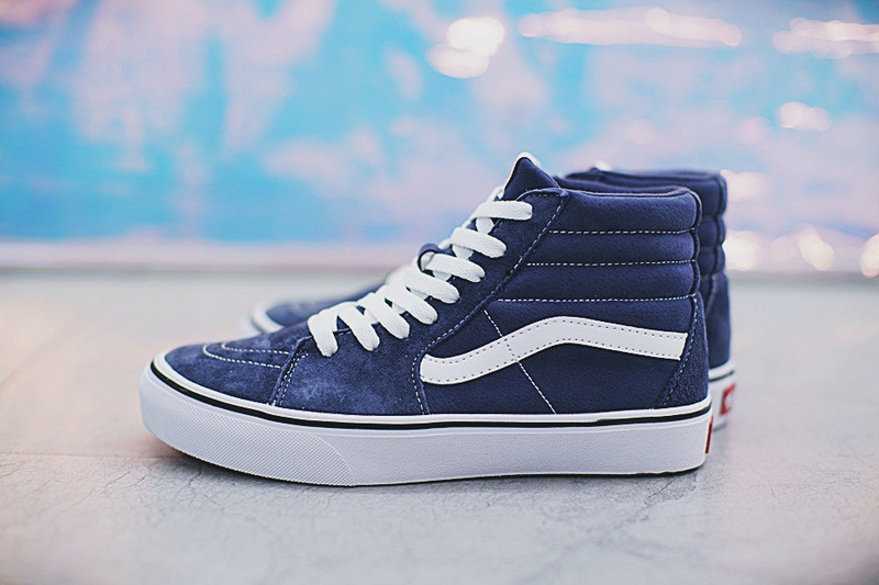 VANS SK8-HI 万斯 经典高帮硫化板鞋 猪巴皮加绒  蓝白 图片4