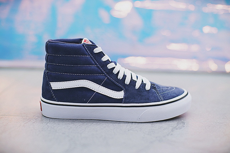 VANS SK8-HI 万斯 经典高帮硫化板鞋 猪巴皮加绒  蓝白 图片3