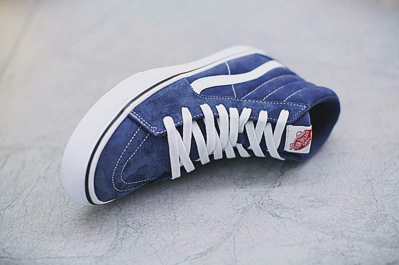 VANS SK8-HI 万斯 经典高帮硫化板鞋 猪巴皮加绒  蓝白 图片9