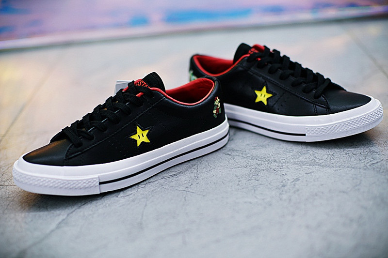 匡威  Super Mario Bros x Converse  One Star  40周年纪念硫化板鞋  黑红 图片3