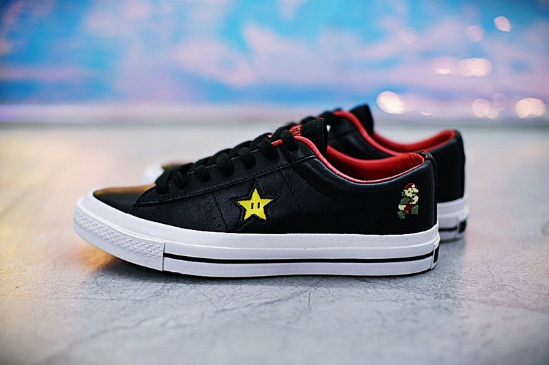 匡威  Super Mario Bros x Converse  One Star  40周年纪念硫化板鞋  黑红 图片5