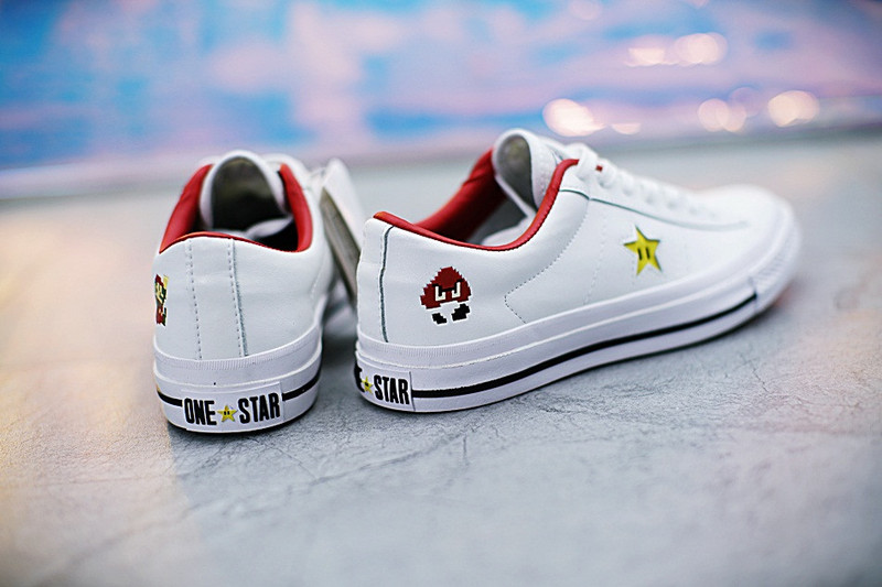 匡威  Super Mario Bros x Converse  One Star  40周年纪念硫化板鞋  白红 图片3
