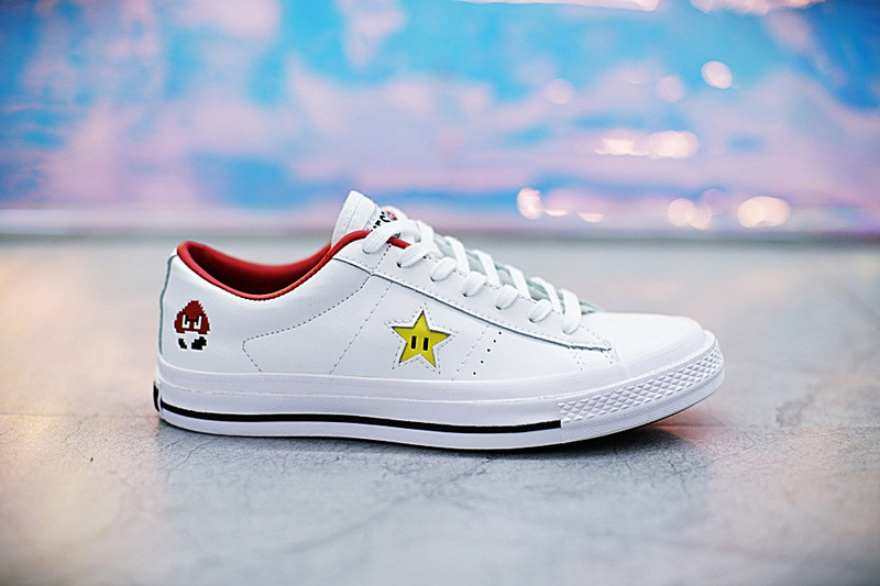 匡威  Super Mario Bros x Converse  One Star  40周年纪念硫化板鞋  白红 图片1