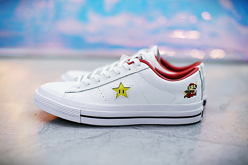 匡威  Super Mario Bros x Converse  One Star  40周年纪念硫化板鞋  白红 图片5