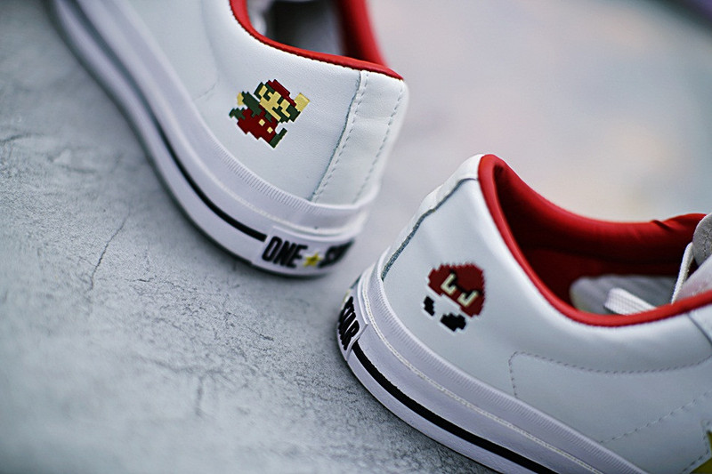 匡威  Super Mario Bros x Converse  One Star  40周年纪念硫化板鞋  白红 图片9