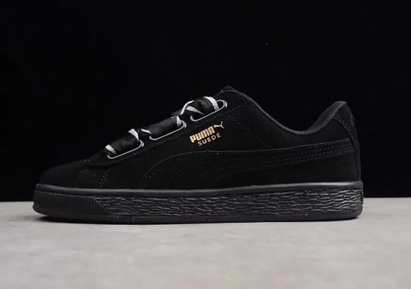 PUMA Suede Heart Satin II 蝴蝶结女板鞋  黑色 图片5