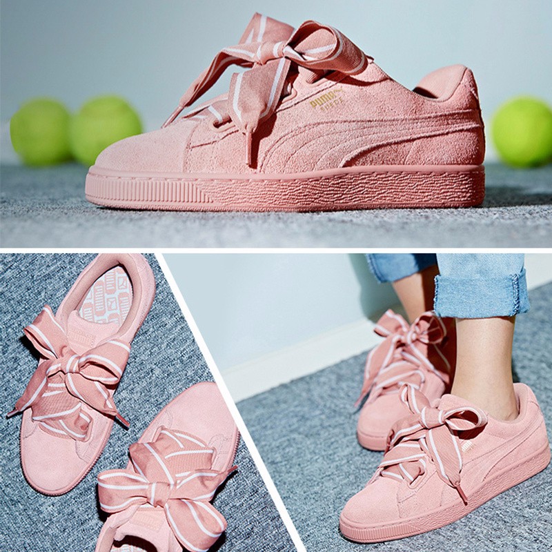 PUMA Suede Heart Satin II 蝴蝶结女板鞋 粉色 图片2