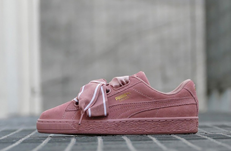 PUMA Suede Heart Satin II 蝴蝶结女板鞋 粉色 图片5