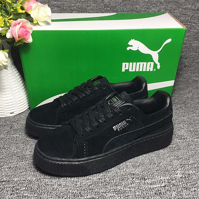 PUMA蕾哈娜Suede Platform简版2代厚底松糕鞋  全黑 图片1