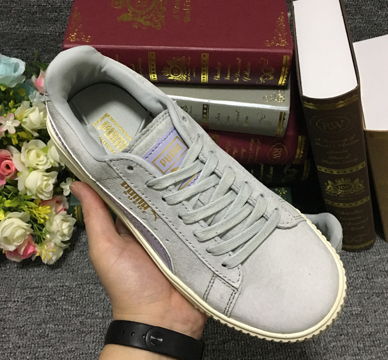 PUMA蕾哈娜Suede Platform简版2代厚底松糕鞋   浅玉藤色米黄底 图片5