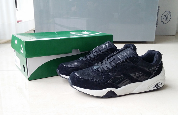 彪马 Puma Trinomic R698 彪马三原色 黑色爆裂纹 气垫 跑鞋