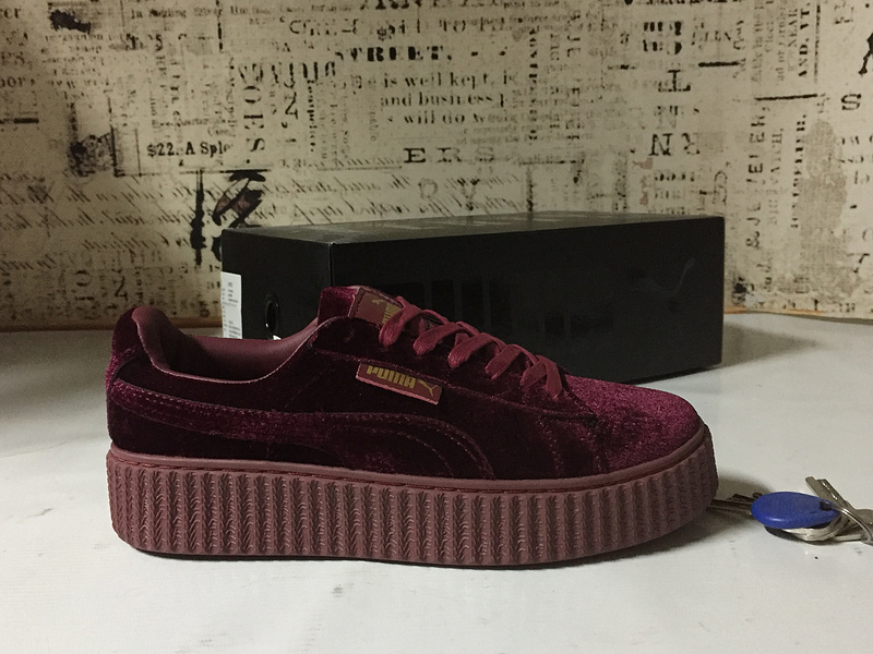 彪马 Puma Suede Creepers 蕾哈娜松糕天鹅绒厚底松糕 刘雯同款 酒红色 图片4