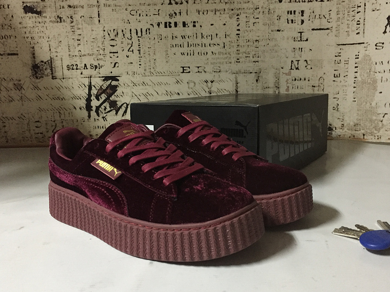 彪马 Puma Suede Creepers 蕾哈娜松糕天鹅绒厚底松糕 刘雯同款 酒红色 图片3