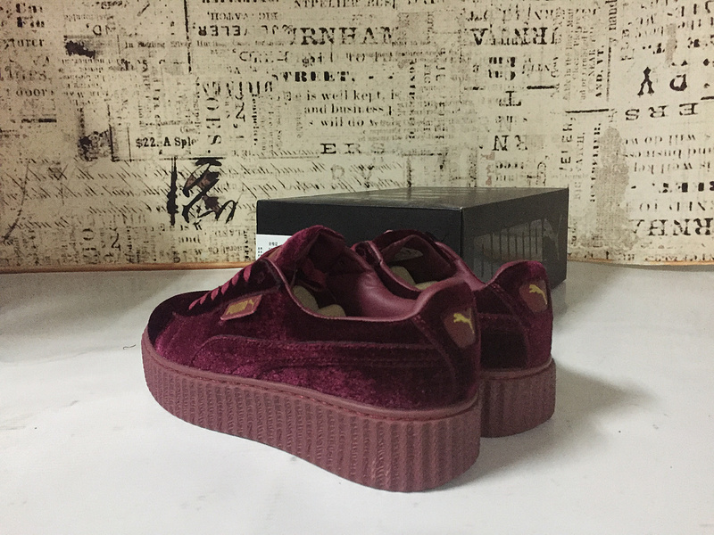 彪马 Puma Suede Creepers 蕾哈娜松糕天鹅绒厚底松糕 刘雯同款 酒红色 图片6