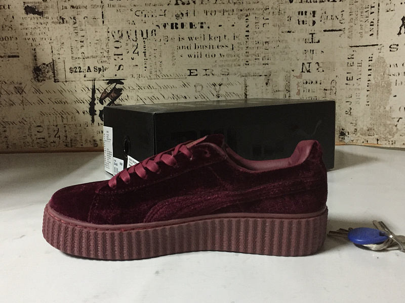 彪马 Puma Suede Creepers 蕾哈娜松糕天鹅绒厚底松糕 刘雯同款 酒红色 图片5