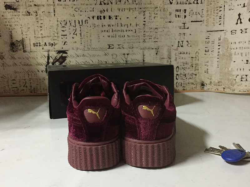 彪马 Puma Suede Creepers 蕾哈娜松糕天鹅绒厚底松糕 刘雯同款 酒红色 图片7