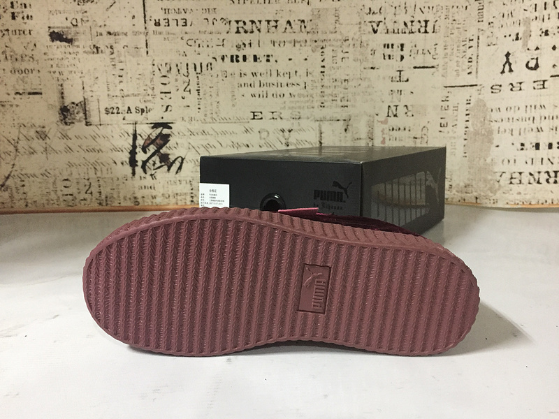 彪马 Puma Suede Creepers 蕾哈娜松糕天鹅绒厚底松糕 刘雯同款 酒红色 图片8