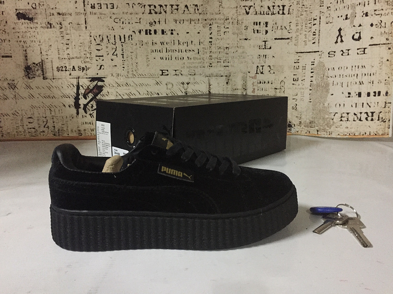 彪马 Puma Suede Creepers 蕾哈娜松糕天鹅绒厚底松糕 刘雯同款 黑色 图片4