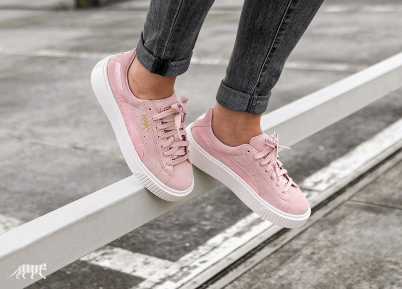 彪马 PUMA BASKET PLATFORM MONO SATIN SILVER PINK   丝绸浅粉 图片2