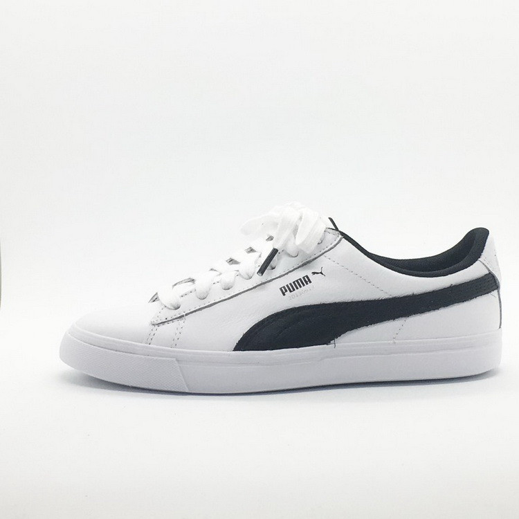 手持向日葵尾 BTS X Puma Court Star简洁复古皮革板鞋 白黑 图片3