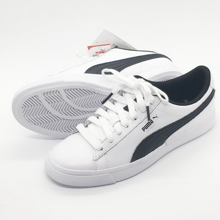 手持向日葵尾 BTS X Puma Court Star简洁复古皮革板鞋 白黑 图片6